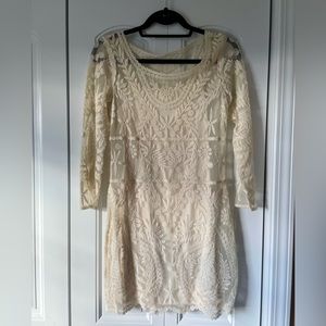 Express Cream Lace Mini Dress